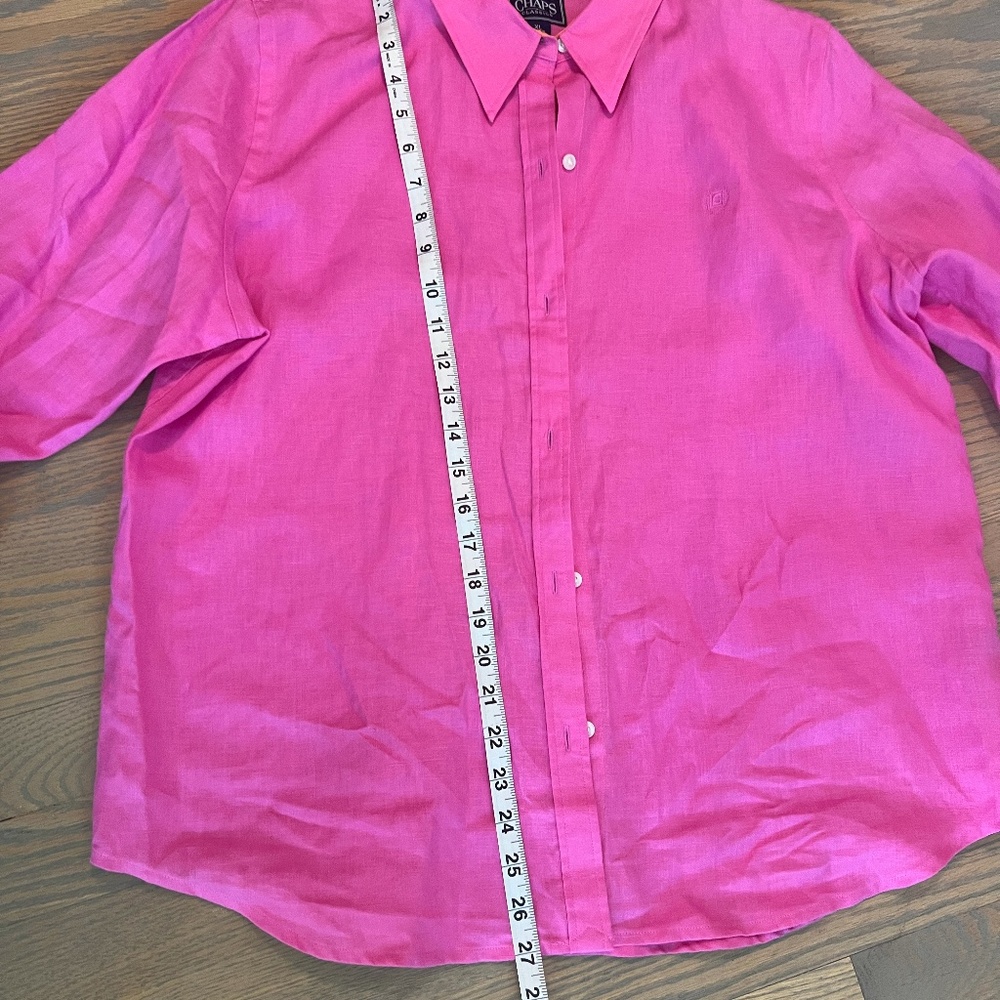 Chaps Classic Linen Retro Button Down In Hot Pink… - image 4